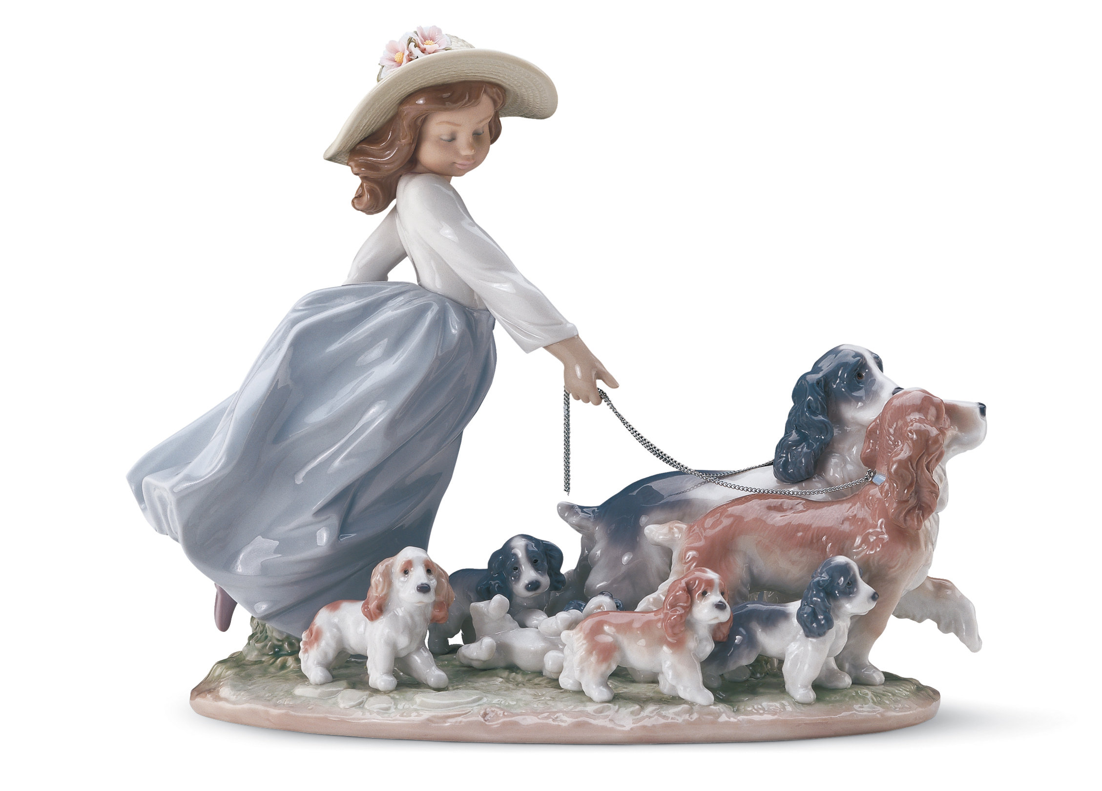 Lladro Puppy Parade Girl with Dogs Figurine | Perigold